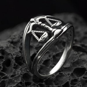 Libra Stamper Sterling silver ring handmade solid medieval 925 unisex men women punk gothic goth biker mens oxidized jewelry gift her him