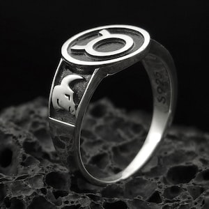 Handmade Taurus Sterling Silver Ring: Unisex Gothic Biker Jewelry