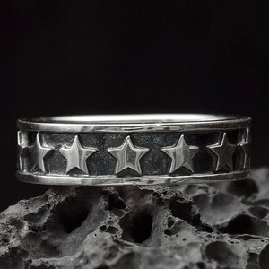 Star Sterling silver ring handmade solid medieval 925 unique unisex men women punk gothic goth biker mens oxidized jewelry gift her him