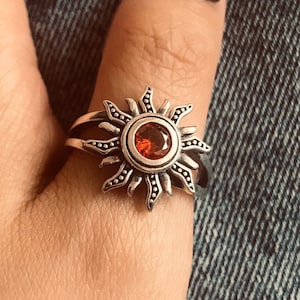 Sun Gemstone ring//zircon//Handmade jewelry//Sterling silver//Custom silver ring//Modern dainty anniversary //men women//Gift for her him