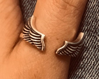 Sterling Silver Wings Ring: Handmade Boho Thumb Ring