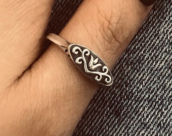 Floral Sterling Silver Ring, Handmade Dainty Anniversary Jewelry