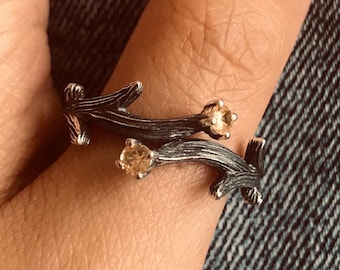 Handgjord grenring i sterlingsilver: Zirkon ädelstenssmycken