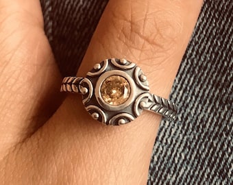 Handmade Zircon Sterling Silver Ring, Modern Anniversary Gift