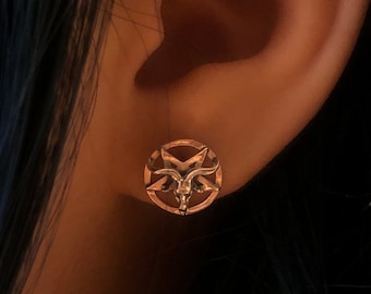 Handmade Baphomet Sterling Silver Earrings: Modern Boho Jewelry