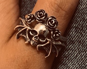 Gothic Skull Sterling Silver Stacking Rings Set