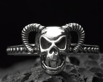 Satan Sterling silver ring handmade solid medieval 925 unique unisex men women punk gothic goth biker mens oxidized jewelry gift her him