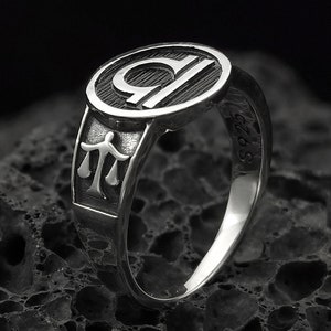 Libra Stamper Sterling silver ring handmade solid medieval 925 unisex men women punk gothic goth biker mens oxidized jewelry gift her him