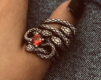 Sterling Silver Snake Ring Set: Handmade Punk Gothic Boho Rings