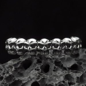 Skull Sterling silver ring handmade solid medieval 925 unique unisex men women punk gothic goth biker mens oxidized jewelry gift her him