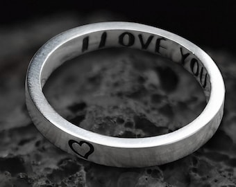 Handmade Sterling Silver I Love You Ring - Boho Thumb Ring