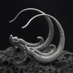 Dragon Earrings//Handmade jewelry//Sterling silver Boho//Custom Boho Hoop Earrings//Modern dainty anniversary//Gift for her him
