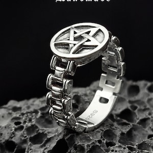 Stamper Sterling silver ring handmade solid medieval 925 unique unisex men women punk gothic biker oxidized jewelry Xmas gift her him