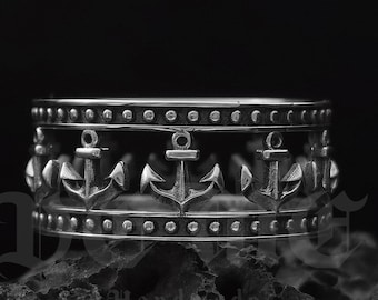 Handmade Sterling Silver Anchor Ring: Nautical Jewelry