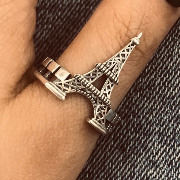 The Eiffel Tower ring//Handmade jewelry//Sterling silver//Custom silver ring//Modern dainty anniversary //silver men women//Gift for her him