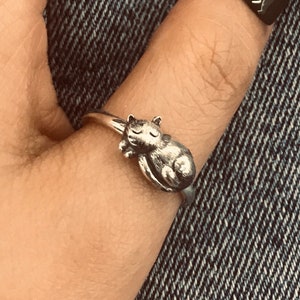 Cat ring// Sterling silver// Handmade solid S925//Unique punk gothic goth biker mens// Animal ring// Oxidized jewelry //Gift