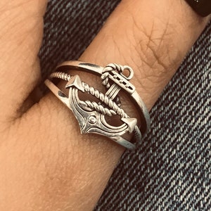 Anchor ring// Sterling silver// Handmade solid S925//Unique punk gothic goth biker mens//Seaman ring// Oxidized jewelry //Gift