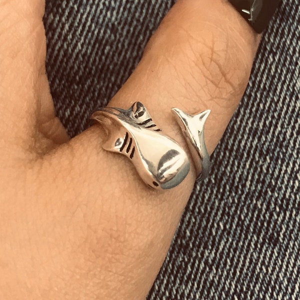 Whale shark ring// Sterling silver// Handmade solid S925//Unique punk gothic goth biker mens// Animal ring// Oxidized jewelry //Gift