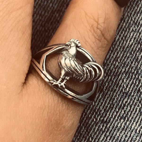 Cock ring//Handmade jewelry//Sterling silver//Custom silver ring//Modern dainty anniversary //silver ring men women//Gift for her him