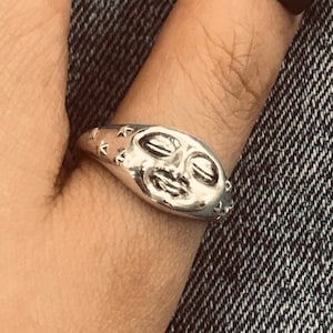 Bague visage// Argent sterling faite main S925//Unique punk gothique motard homme//Bague pour lui/Bijoux oxydés//Cadeau