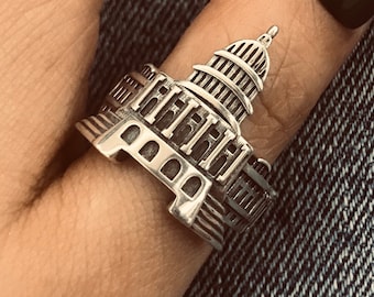 Capitol Building Ring: Handmade Sterling Silver Architecture Jewelry
