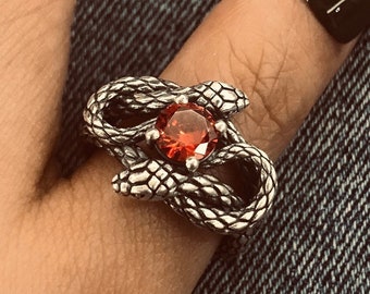Handgemachte Sterling Silber Schlange Ring: Punk Gothic Biker Schmuck