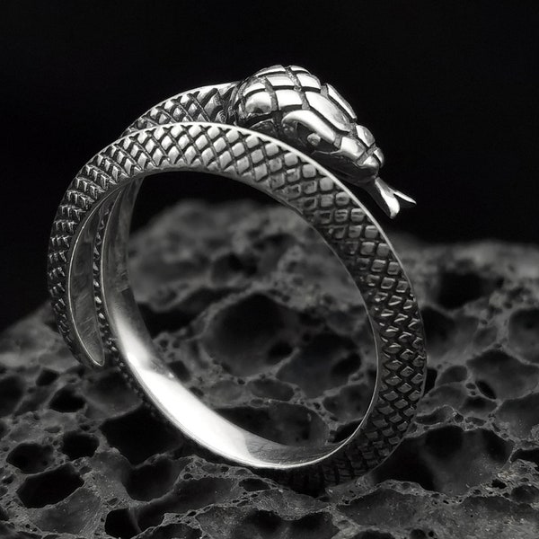 Snake Sterling silver ring handmade solid medieval 925 unique unisex men women punk gothic goth biker mens oxidized jewelry gift her him