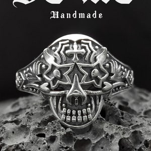 Demon Sterling silver ring handmade solid medieval 925 unique unisex men women punk gothic biker oxidized jewelry Xmas gift her him