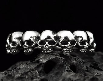 Skull Sterling silver ring handmade solid medieval 925 unique unisex men women punk gothic goth biker mens oxidized jewelry gift her him