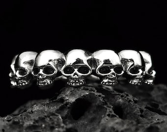 Skull Sterling silver ring handmade solid medieval 925 unique unisex men women punk gothic goth biker mens oxidized jewelry gift her him