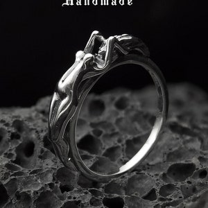 Naked women Sterling silver ring handmade solid medieval 925 unique unisex men women punk gothic biker mens oxidized jewelry gift her him