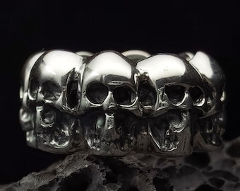 Handmade Sterling Silver Skull Ring: Gothic Biker Jewelry