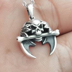 Skull necklace//Sterling silver//Handmade solid S925//Unique punk gothic goth biker mens//vintage necklace/Memorial jewelry/Gift for her him