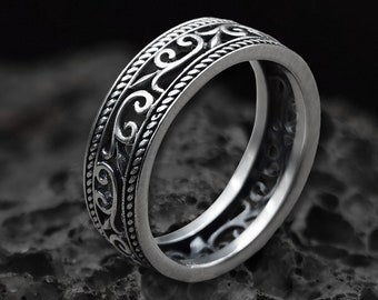 Floral Sterling Silver Ring: Handmade Boho Thumb Ring