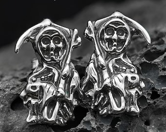 Coppia Orecchini Uomo Acciaio Teschio Biker Punk Gotico Nuovo 103