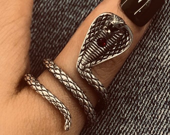 Handgemachte Sterling Silber Cobra Ring: Punk Goth Biker Schmuck