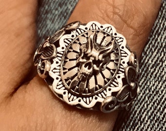 Burning Demon ringen//Sterling zilver//Handgemaakte solide S925//Unieke punk gothic goth biker heren//Skull ring/Geoxideerde sieraden/Gift voor hem haar