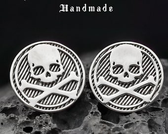 Skull Earrings/ Handmade Silver Solid 925 Sterling silver/ Dainty/ PUNK/ Gothic/ Personalized/ Unisex Earrings Mens Womens / Girlfriend Gift