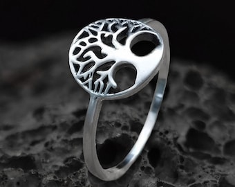Handmade Sterling Silver Tree of Life Ring: Boho Thumb Ring