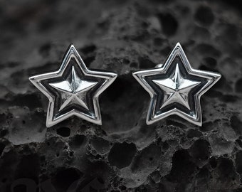 Handgjorda örhängen i sterlingsilver med stjärna: Moderna bohemiska smycken