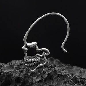 Skull Earrings//Hoop Earrings//Handmade jewelry//S925 Sterling silver//Custom  Earrings//punk gothic goth biker mens//Gift for her him