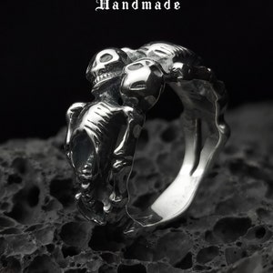 Skull Sterling silver ring handmade solid medieval 925 punk gothic goth biker oxidized jewelry couple ring set gift for him her personalized