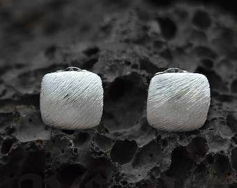 Handmade Matte Sterling Silver Stud Earrings: Modern Boho Jewelry