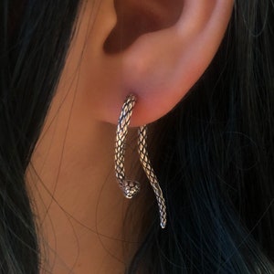 Snake Earrings//Handmade jewelry//Sterling silver //Custom punk gothic goth biker mens Earrings//Modern dainty anniversary//Gift for her him