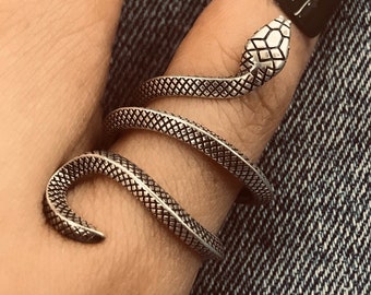 Handgemachte Sterling Silber Schlange Ring: Punk Gothic Biker Schmuck