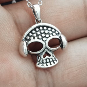 Skeleton necklace//Sterling silver//Handmade solid S925//Unique punk gothic biker mens//vintage necklace//Memorial jewelry//Gift for her him