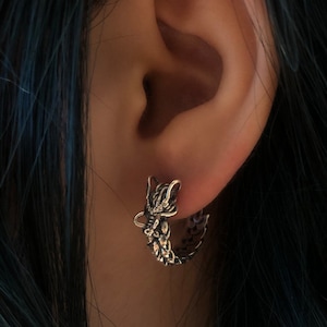 Dragon Earrings//Handmade jewelry//Sterling silver//Custom punk gothic goth biker mens Earrings//Modern dainty anniversary//Gift for her him