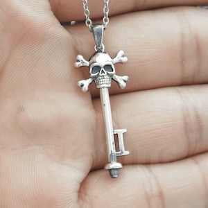 Death key Pendant// Sterling silver// Handmade solid S925//Unique punk gothic goth biker mens// Skull Necklace// Oxidized jewelry //Gift