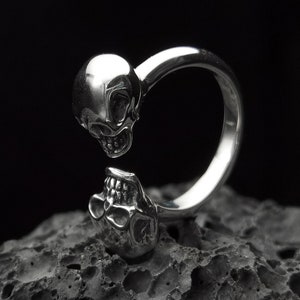 Skull Sterling silver ring handmade solid medieval 925 unique unisex men women punk gothic goth biker mens oxidized jewelry gift her him