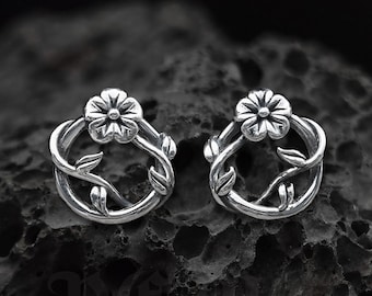 Handmade Floral Sterling Silver Earrings: Boho Dainty Jewelry